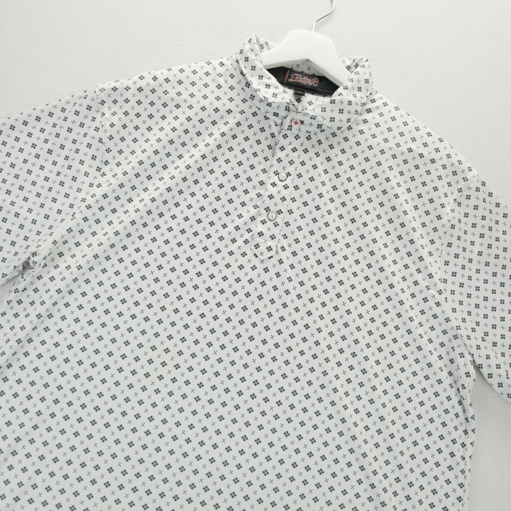 Rafter C Mens Large White Geometric Print Performance Snap Polo Shirt L